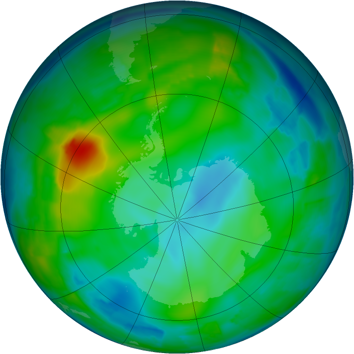 Antarctic ozone map for 07 June 2009